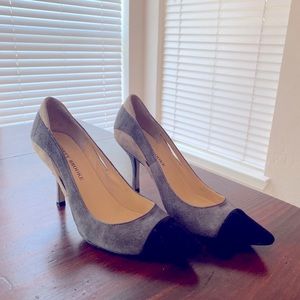 Audrey Brooke, black and gray, suede heels